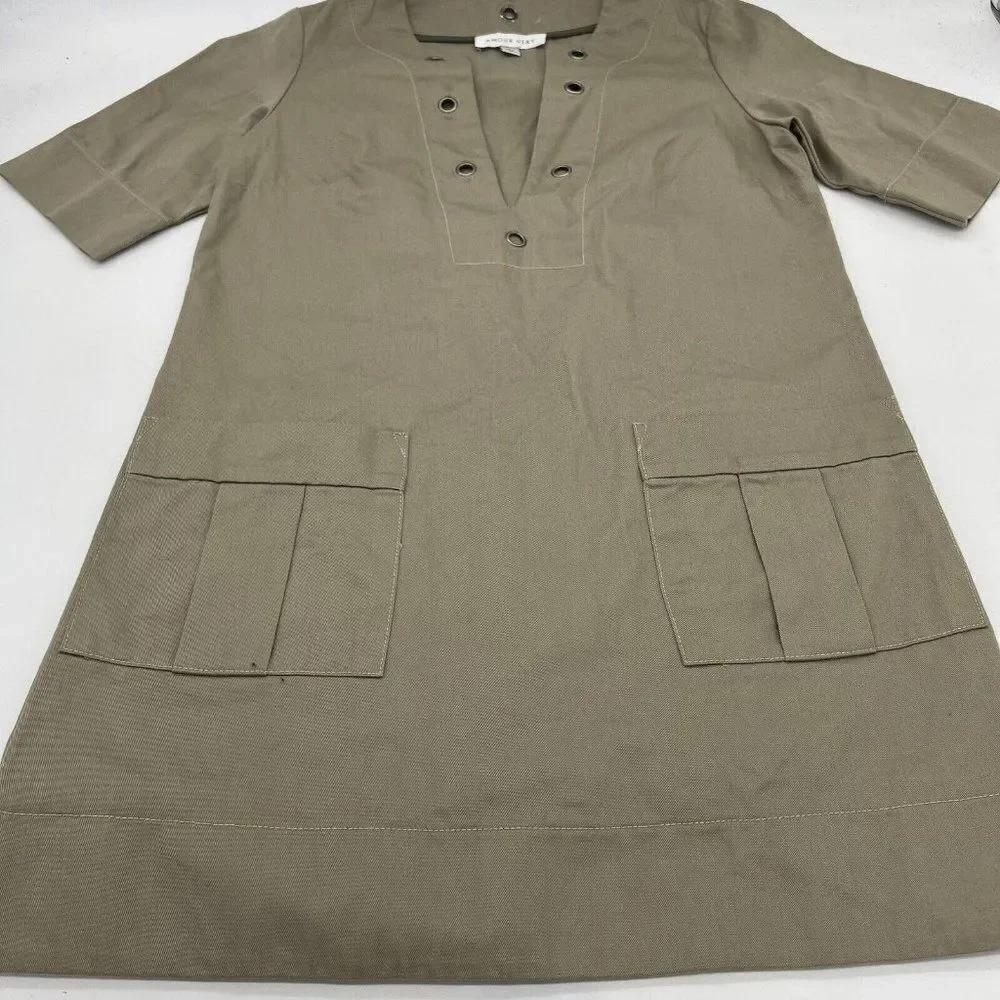 Amour Vert Military Green A Line Dress size XS Organic Cotton